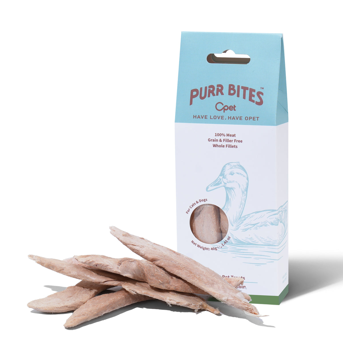 OPET Purr Bites Freeze Dried Cat Treats (Duck Breast Whole Fillets, 40g)