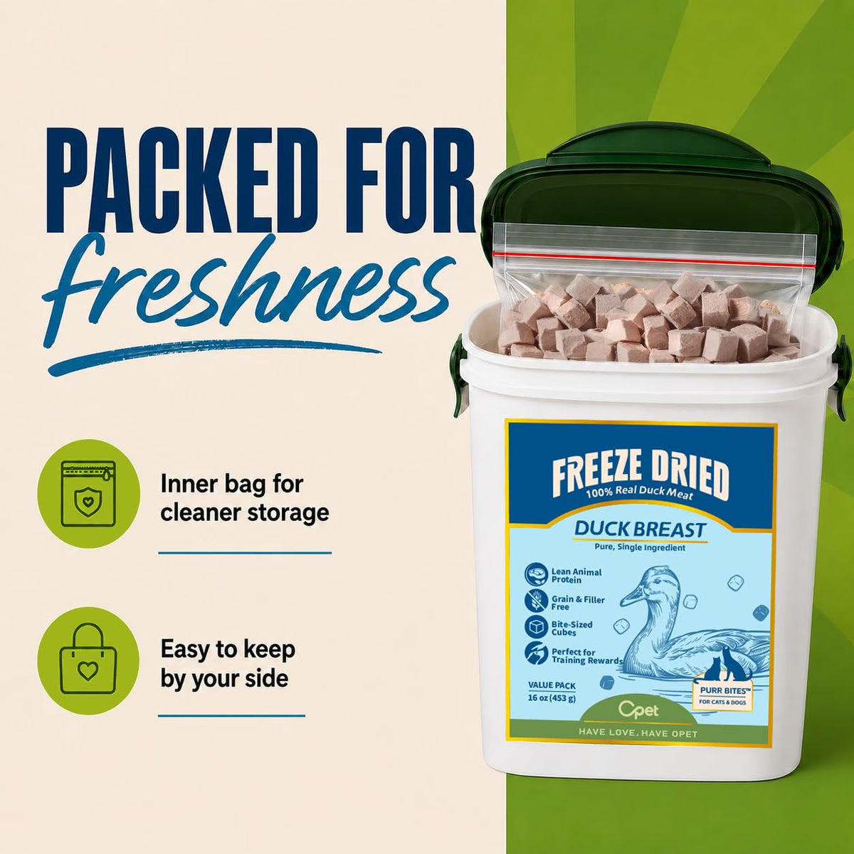 OPET Freeze Dried Duck Treats Treats for Dogs & Cats