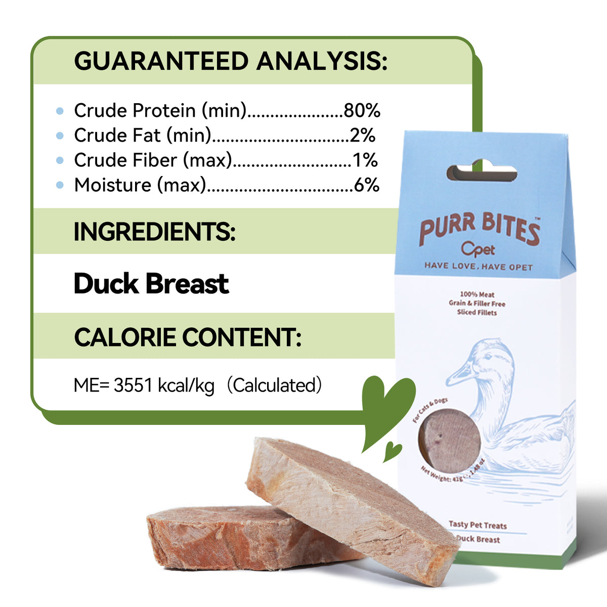 OPET Purr Bites Freeze Dried Cat Treats (Duck Breast Sliced, 42g)