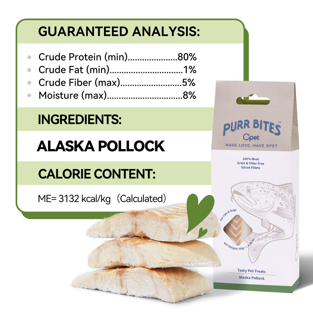 OPET Purr Bites Freeze Dried Cat Treats (Cod, 40g)