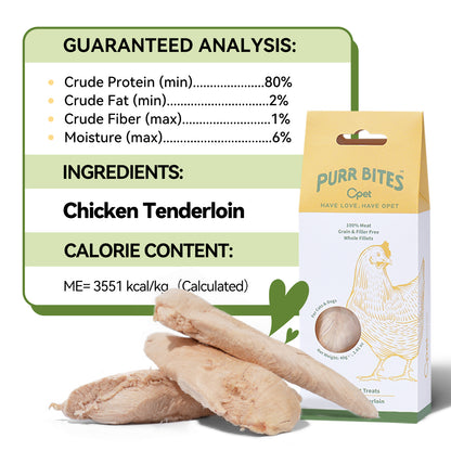OPET Purr Bites Freeze Dried Cat Treats (Chicken Breast Whole Fillets, 40g)