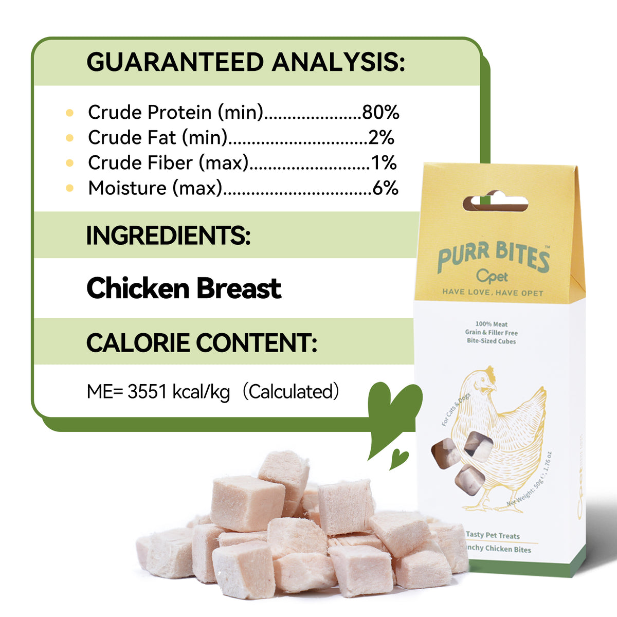 OPET Purr Bites Freeze Dried Cat Treats (Chicken, 50 g)